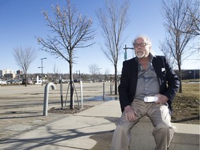 Gary Marvin, an architect who led a campaign in the mid-1980s to locate a new arena on the site south of the Farmers' Market, sits for a portrait by the Farmers Market in Saskatoon, Sk on Thursday, March 21, 2019.