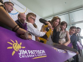 Dignitaries cut a ceremonial ribbon the ceremonial grand opening of the Jim Pattison Children's Hospital in Saskatoon, SK on Thursday, September 5, 2019