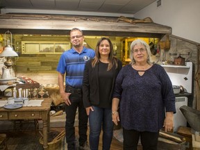 Métis educators/advocates Geordy Mccaffery, left to right, Lisa Bird-Wilson, and Karen Shmon at the Gabriel Dumont Institute in Saskatoon, SK on Wednesday, September 11, 2019.