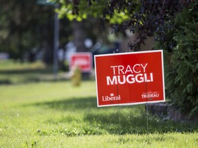 Someone stole around 25 of Liberal candidate Tracy Muggli's election signs from a public boulevard on Saskatoon's east side this month.