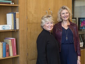 Saskatoon Public Library board chair Lisa Erickson, right, and library director Carol Cooley discussed the business case for a new downtown library at the France Morrison Central Library in Saskatoon, SK on Thursday, September 19, 2019.