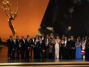The cast of "Game of Thrones" accepts the Emmy award for Outstanding Drama Series on Sept. 22, 2019. REUTERS/Mike Blake