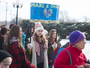 Students from at least 20 different schools attended the student climate strike in Regina on Friday.