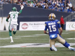 If the Saskatchewan Roughriders win this year's Banjo Bowl against the Winnipeg Blue Bombers, Willie Jefferson, 7, won't be celebrating. Jefferson, shown returning a Matt Nichols interception for a touchdown in last year's Banjo Bowl, is now a key member of the Bombers.