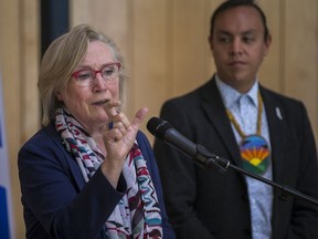 Minister of Crown-Indigenous Relations Carolyn Bennett speaks during a media event at the Gordon Oakes Red Bear Centre on the University of Saskatchewan campus in Saskatoon, Sask. on Tuesday, September 3, 2019.