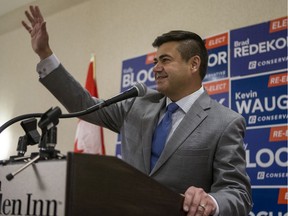 Corey Tochor, Conservative candidate for Saskatoon-University, speaks during a gathering on election night at at the Hilton Garden Inn in Saskatoon, SK on Monday, October 21, 2019.