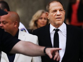 Harvey Weinstein exits court after an arraignment over a new indictment for sexual assault on August 26, 2019 in New York City. (Spencer Platt/Getty Images)