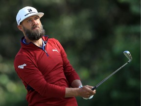 Graham Delaet of Canada plays his shot from the 14th tee during the second round of the Houston Open at the Golf Club of Houston on October 10, 2019 in Humble, Texas.