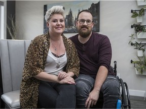 Mark Kennedy and his wife Celene Dupuis in their home in Saskatoon on Friday, September 27, 2019.