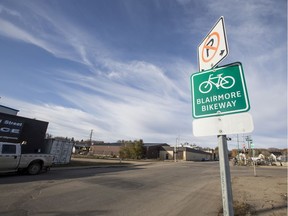 Signs indicating the Blairmore Bikeway still stand along Ave. B. Saskatoon is proposing bike boulevards for four streets in the city. The Blairmore Bikeway was the cityÕs first experiment with bike boulevards. Photo taken in Saskatoon, SK on Friday, October 18, 2019.