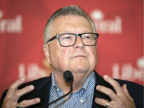 Ralph Goodale addresses his supporters after losing his seat in Regina.