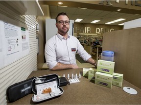 Mayfair Drugs owner Dave Morari has been working with Minimizing the Opiod Crisis to provide fentanyl test strips, which are used to detect the presence of fentanyl in other drugs. Photo taken in Saskatoon, SK on Tuesday, October 29, 2019.