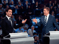 Liberal Leader Justin Trudeau and Conservative Leader Andrew Scheer during the Federal Leaders Debate in Gatineau, Quebec on Oct. 7, 2019.