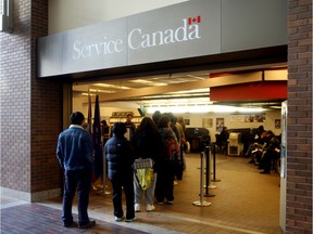 The Service Canada office in Edmonton was busy with job seekers on Feb. 20, 2009, during the last major recession.
