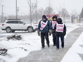 Saskatoon Co-op employees walk the picket line four days after going on strike in November 2018. The strike ultimately lasted 166 days.