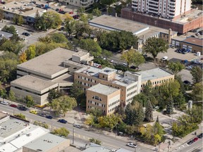 Saskatoon city hall is seen in this aerial photo taken on Friday, September 13, 2019.