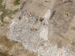 Operations at the City of Saskatoon landfill are still contributing to a budget shortfall of $1.2 million for 2019. Here, the landfill is seen in a Sept. 13, 2019 aerial photo.