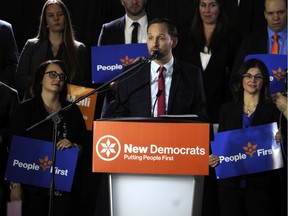 Saskatchewan NDP Leader Ryan Meili speaks during the NDP convention in Prince Albert on November 2, 2019. (Peter Lozinski/ Prince Albert Daily Herald)