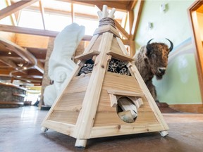 A recently built bee hotel constructed at Wanueskewin Heritage Park will be moved to its permanent location outdoors in the near future.