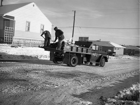 Every Thursday, we feature an image from the StarPhoenix archives. Today, we see an image of a converted grain car being used to sand icy streets, from Nov. 28, 1963. (City of Saskatoon Archives StarPhoenix Collection S-SP-B28195-2)