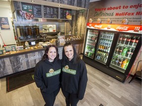 Sarah and Samantha Remillard, owners and operators of King of Donair, at the new resturant in Saskatoon