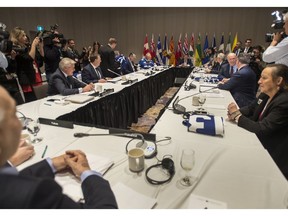 Canadian Premiers prior to The Council of Federation provincial and territorial Premiers meeting at Mississauga's Hilton Toronto Airport, Monday December 2, 2019.