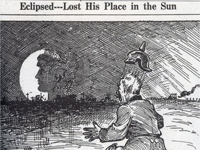 A Saskatchewan editorial cartoon predicted that British values would triumph over Germany in the Great War (REGINA LEADER JUNE 8, 1918)