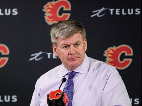 Bill Peters, shown in this file photo, resigned Friday as head coach of the NHL's Calgary Flames.