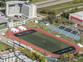 SASKATOON,SK--SEPTEMBER 13/2019-Saskatoon Aerials- Aerial view of Saskatoon, SK on Friday, September 13, 2019. (Saskatoon StarPhoenix/Liam Richards)  University of Saskatchewan Campus Griffiths Stadium  Nutrien Park