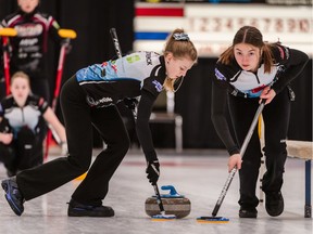SASKATOON, SK--Jan. 1/2020 Team Thevenot takes on Team Ackerman during the final match of the Saskatchewan Junior Curling Provincial Championships at the Sutherland Curling Club on Wednesday January 1st, 2020 in Saskatoon, SK. Team Thevenot would go on to win first place with the final score of Thevenot - 7, Ackerman - 5.