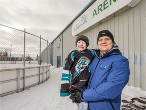 Erin, Brooke, Hayden, Bobby, and Parker Kortmeyer (left to right) leave the Martensville Arena. Bobby Kortmeyer was recently diagnosed with Hodgkin's Lymphoma. His son, Hayden, plays for the Martensville Initiation Sharks, which is putting the proceeds from their bottle drive towards supporting the Kortmeyer family. Photo taken in Martensville, SK on Friday, January 3, 2020.