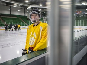 BESTPHOTO PORTRAIT  SASKATOON,SK--JANUARY 15/2020-0115 sports huskies hockey- University of Saskatchewan Huskies forward Bailee Bourassa during the women's hockey team practice at Merlis Belsher Place in Saskatoon, SK on Wednesday, January 15, 2020.