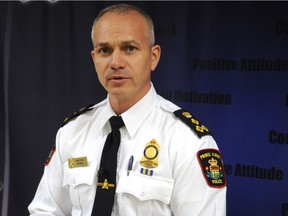 Prince Albert police Chief Jon Bergen during a news conference on Jan. 17, 2020 (Peter Lozinski / Prince Albert Daily Herald)