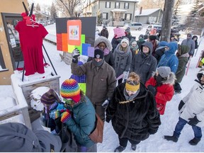 A crowd gathered despite the cold to take part in the Fourth Annual Women's March in Saskatoon, SK on Saturday, January 18, 2020.