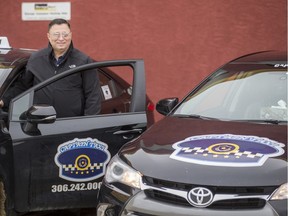 Mark Gill, managing director of Captain Taxi, poses with some of his cabs outside of the company's office in Saskatoon, SK on Thursday, January 23, 2020.