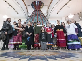 Organizers of the event We Speak event pose for a group photo before the event starts at First Nations University in Regina on Thursday, January 23, 2020.