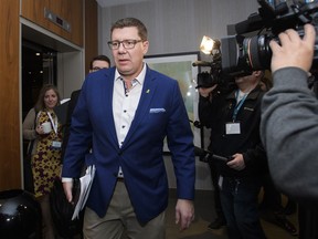 Saskatchewan Premier Scott Moe arrives for a meeting of the Council of the Federation which comprises all 13 provincial and territorial premiers in Mississauga, Ont., on Monday, December 2, 2019. With a new year came new security measures for Moe.