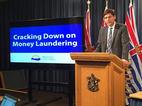B.C. Attorney General David Eby at a money-laundering announcement Thursday, May 9, 2019.