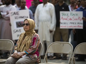 Memuna Moolla, one of the few Burmese Muslims in Saskatchewan, attended a rally in Saskatoon in September 2017 to raise awareness about the humanitarian crisis in Myanmar (Kayle Neis / Saskatoon StarPhoenix)