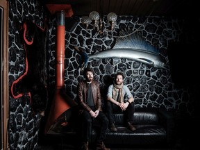 The Harpoonist and the Axe Murderer — also known as Matt Rogers (left) and Shawn Hall — perform in Saskatoon at the Capitol Music Club on Feb. 29, 2020.