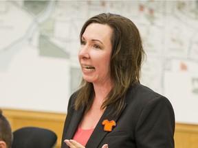 Coun. Ann Iwanchuk addresses city council in Saskatoon, SK on Monday, September 30, 2019.