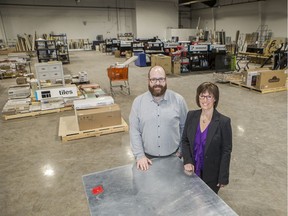 Mark Soloway, left, Habitat for Humanity Saskatoon COO and Director of Resource Development and CEO Brenda Wallace at the the new Habitat for Humanity ReStore spac in Saskatoon, SK on Wednesday, February 19, 2020.