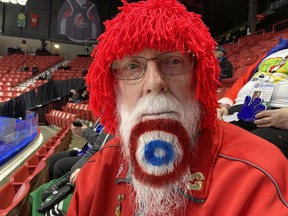 Super-fan Hans Madsen was decked out for Thursday's tiebreaker at the Scotties Tournament of Hearts.