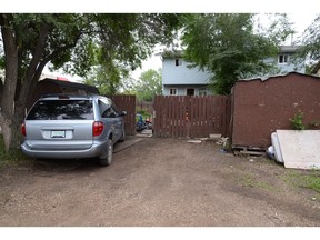 Court exhibit photos of the 33rd Street West yard where Tyler Applegate, 27, was fatally shot on July 22, 2017.