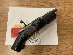 Court exhibit photo of the sawed-off .22 calibre rifle used to fatally shoot 27-year-old Tyler Applegate on July 22, 2017.