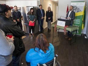 SASKATOON, SK--FEBRUARY 28/2020 -  0229 news access housing - Executive Director of SaskNative Rentals Inc. Toby Esterby speaks at an announcement highlighting the opening of six affordable, accessible housing units across the city for families living with disabilities in Saskatoon, SK on Friday, February 28, 2020.