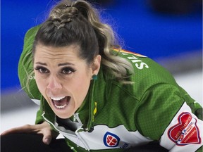 Saskatchewan's Robyn Silvernagel skipped her team to an opening-round win at the Scotties Tournament of Hearts in Moose Jaw on Saturday.