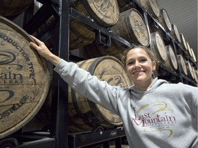 Last Mountain Distillery's owners Meredith (pictured here) and Colin Schmidt started their family-owned and operated business out off their two-car garage.