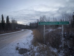 File photo of a sign at Pelican Narrows. Opawikoscikcan meaning "the Narrows of Fear".(Liam Richards/the StarPhoenix)