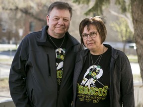 Carol Brons, shown with husband Lyle, has begun donating blood in honour of her daughter Dayna, who died after the Humboldt Broncos bus crash.